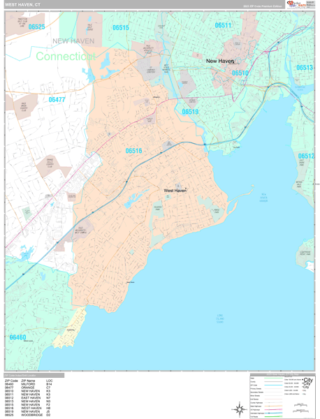 West Haven, CT Wall Map